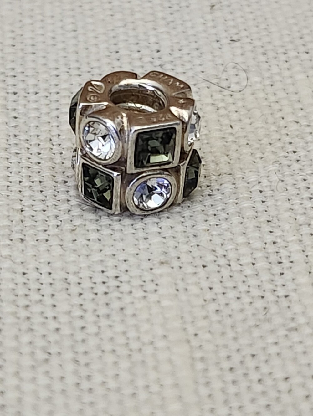 Chamilia X Swarovski Sterling Silver Cubed Bead with Black and Clear Crystals - Picture 7 of 7